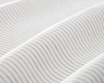 linen fabric with thin grey stripes close up
