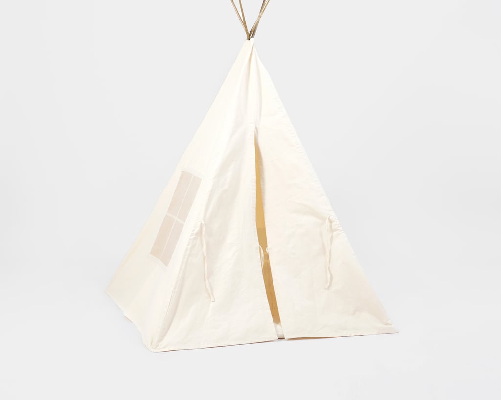 kids teepee tent in full view, wit the curtains closed