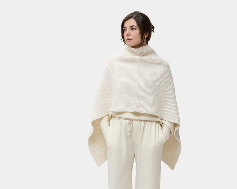 woman wearing home of wool poncho