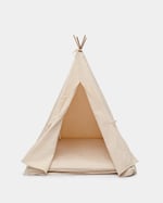 kids teepee tent in full view with open curtains