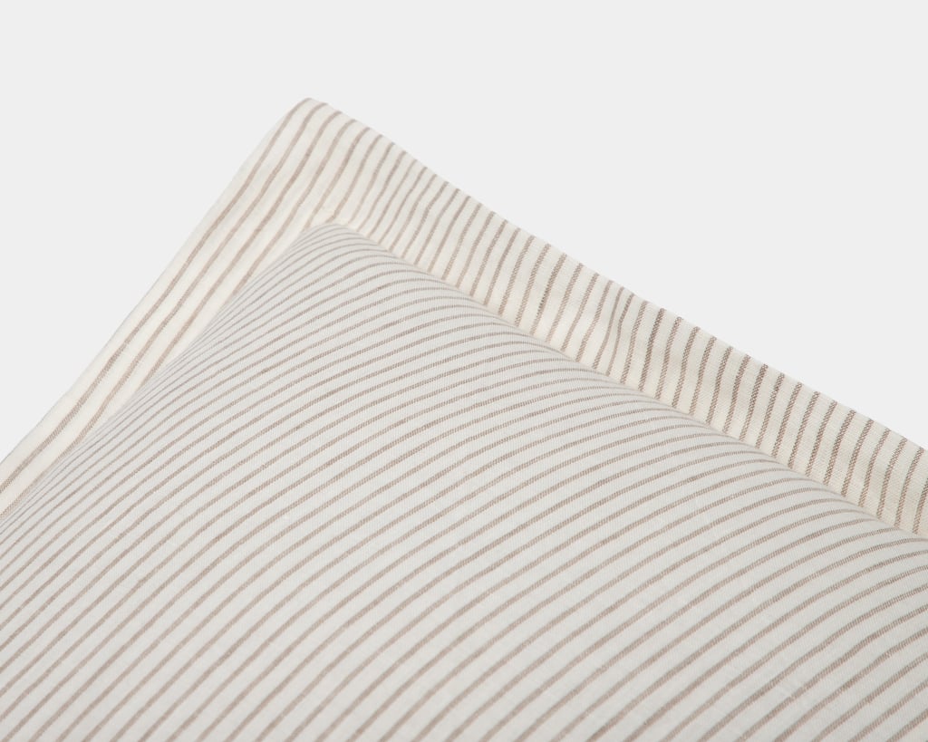 Linen pillowcase with grey stripes detail