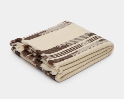 folded heavy wool blanket on white background