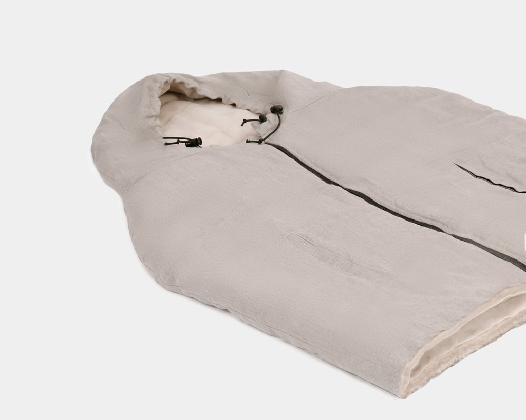 wool sleeping bag close up of upper half