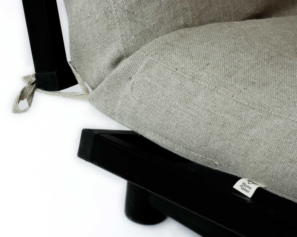 wool futon mattress on a sofa close up of how it folds