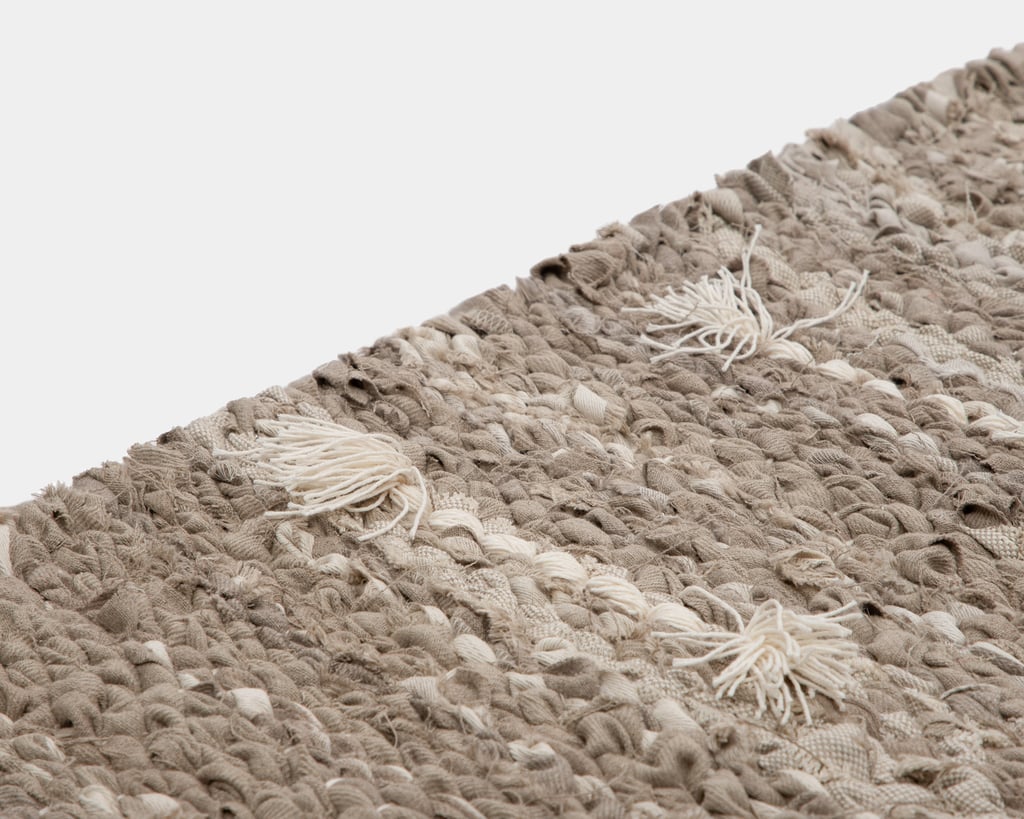 detail of zero waste linen rug
