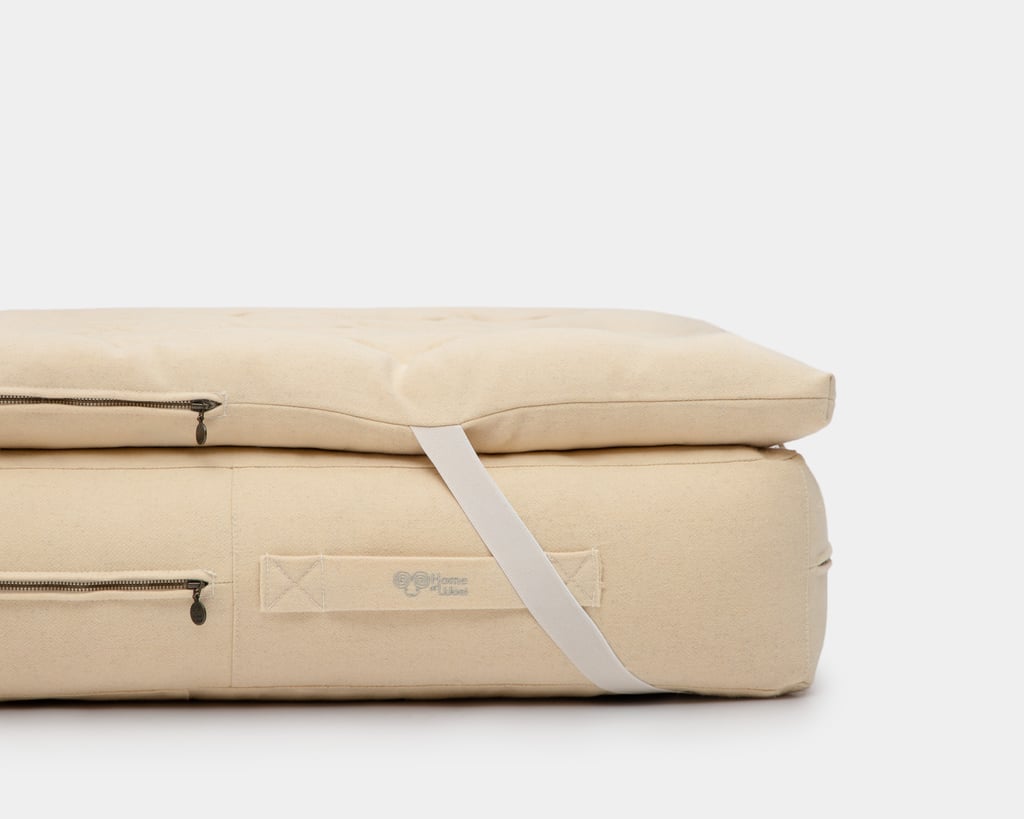 home of wool mattress topper close up in 100% virgin wool fabric
