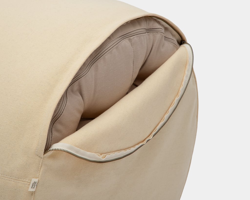 photo of open round pouf with removable cover