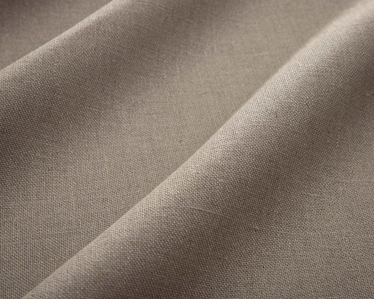 close up of folded 100% linen fabric
