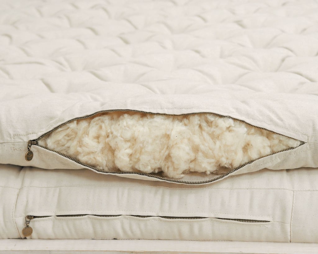 zero waste mattress topper showing wool filling