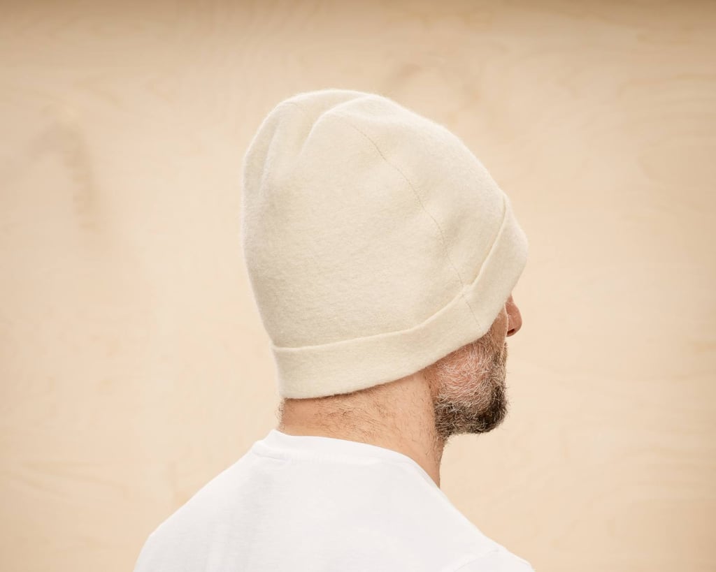 back of wool sauna hat