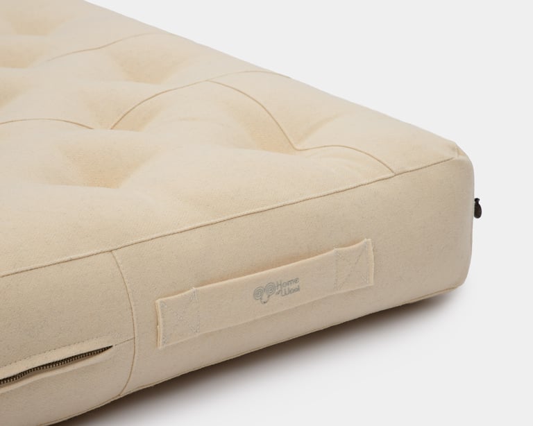 zero waste wool mattress showing handles