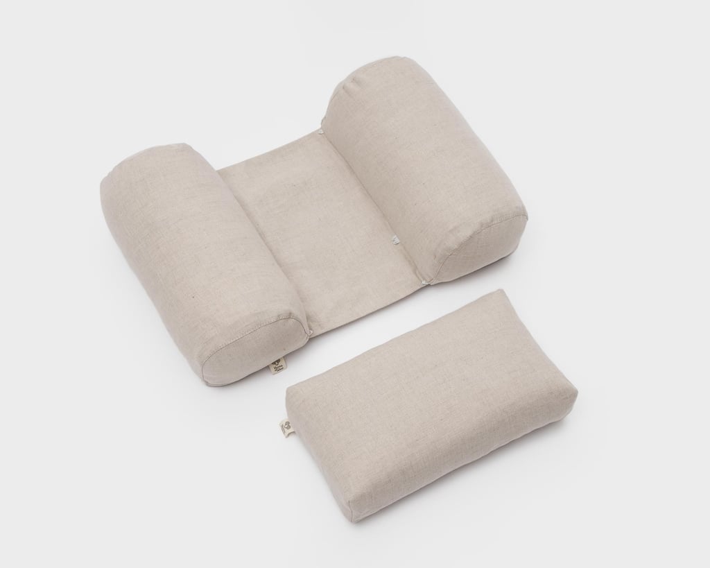 side and back home of wool pillow with linen cover