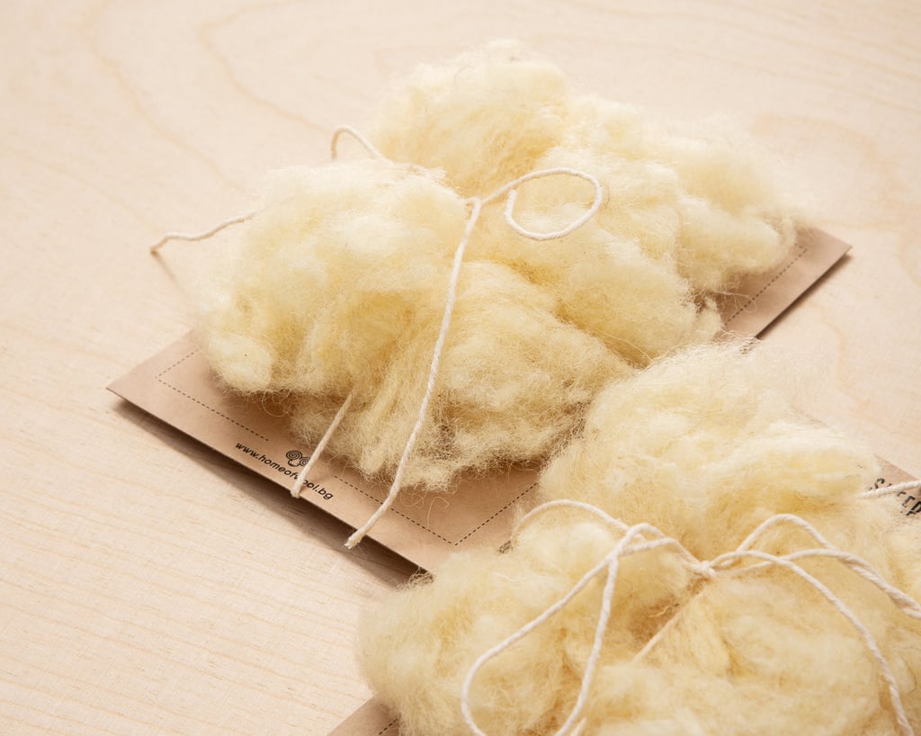 two pieces of wool filling samples