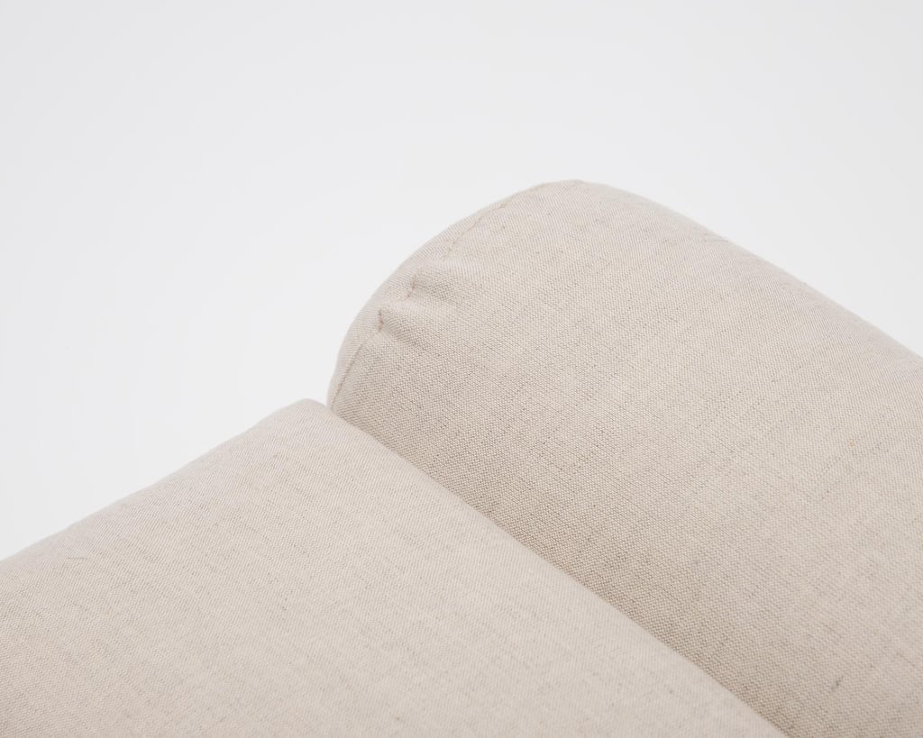 side and back home of wool pillow with linen cover