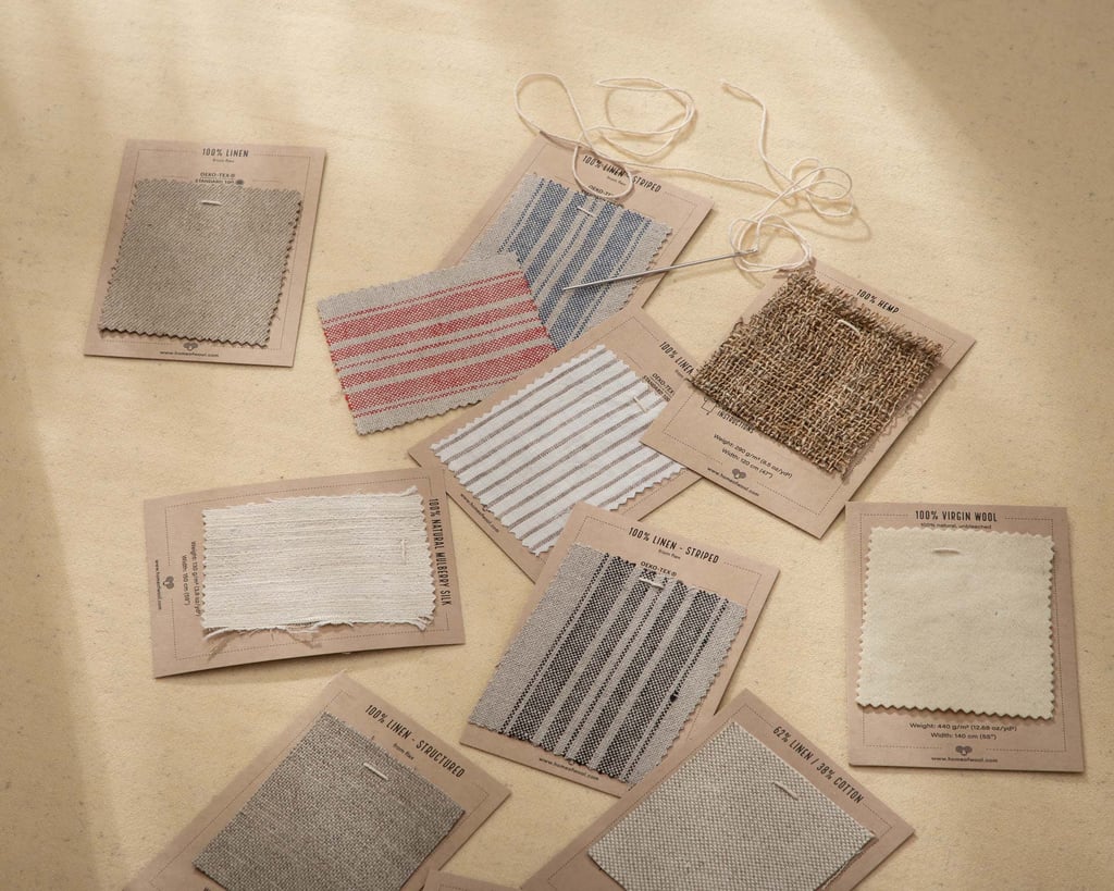 fabric sample cards scattered