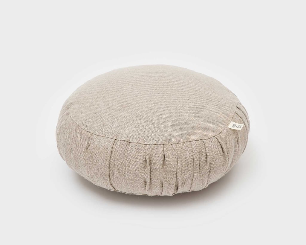 zafu meditation cushion in linen fabric