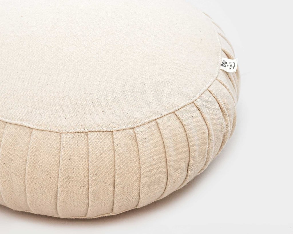 zafu en tejido de lana virgen, primer plano