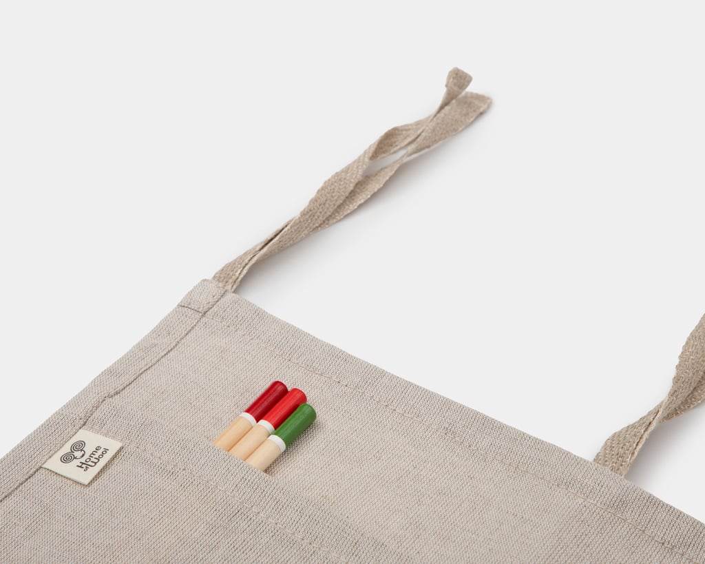 linen hanging storage bag with ties detail