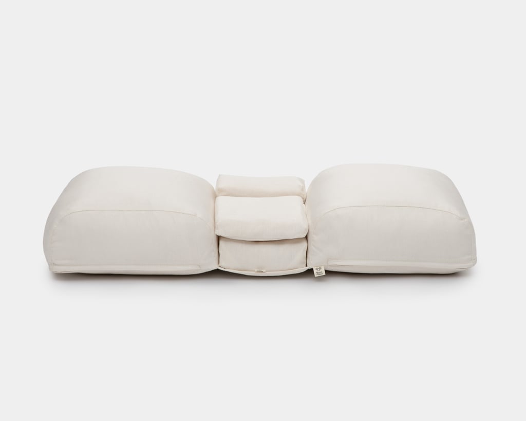 front view of home of wool back and side sleeping pillow with silk pillowcase