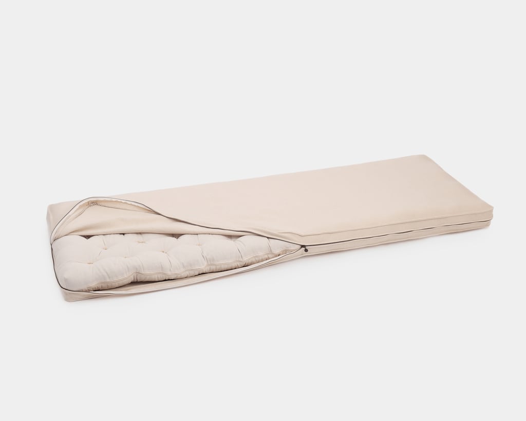 wool seat cushion with cover unzipped