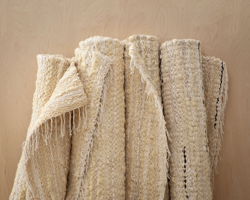 home of wool handwoven rug with wool and cotton fabrics scraps