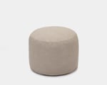 home of wool round pouf in textured linen fabric