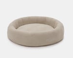 round pet bed in linen fabric
