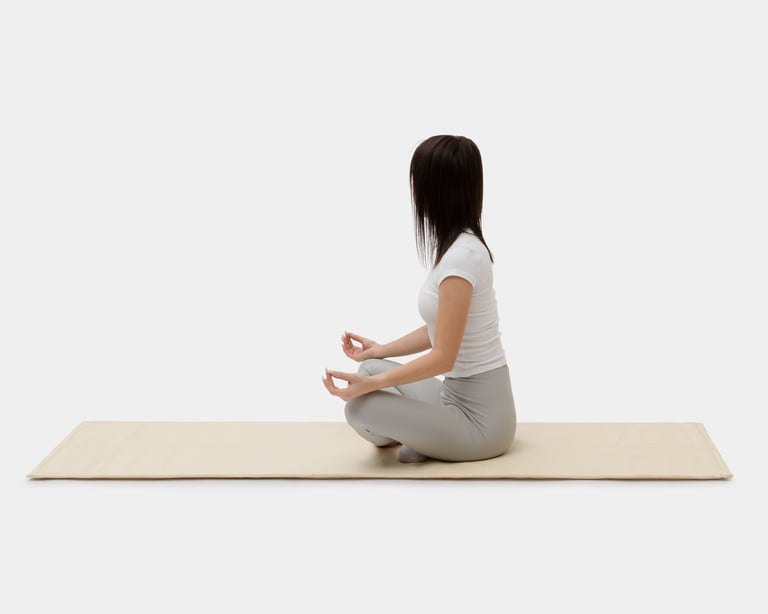 yogamatte av ull med en person på