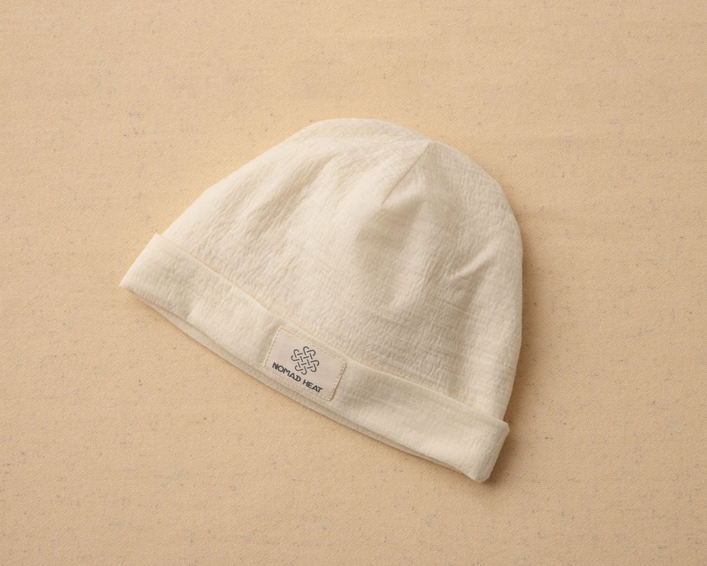 muts van merinoswol op beige achtergrond