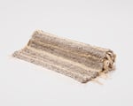 zero waste linen and cotton rug with wool fringes