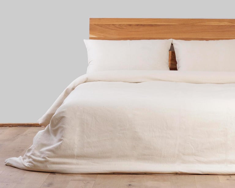 Wool duvet cover, in a bedroom setting