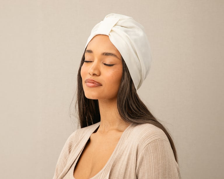 silk hair wrap on girl with brunette hair i