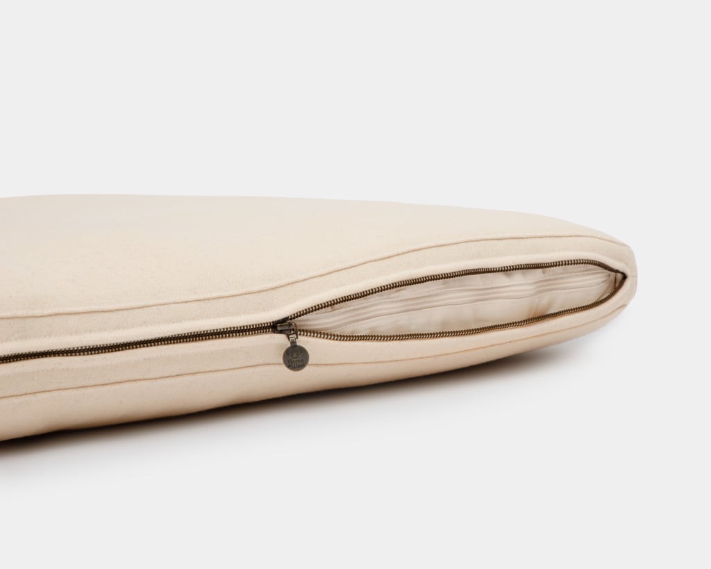 home of wool headboard cushion with removable cover detail