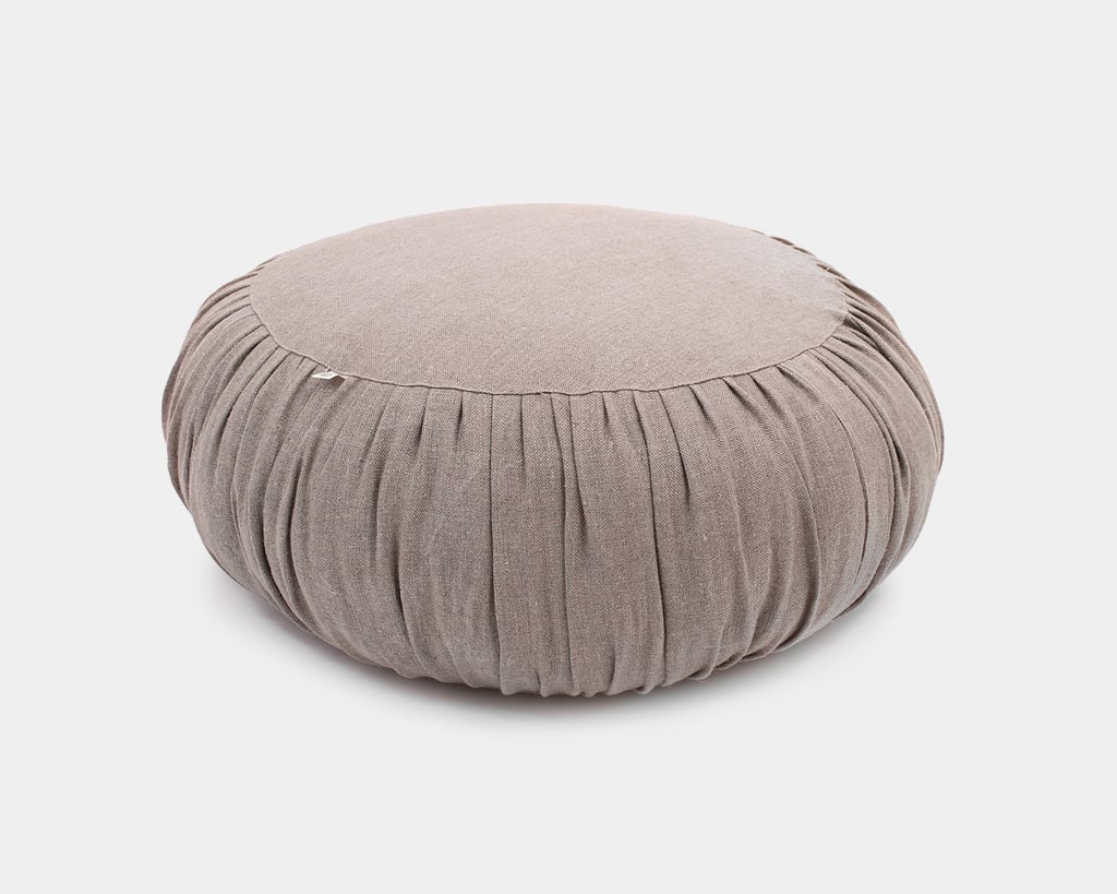 pouf ottomano in lana con rivestimento in lino